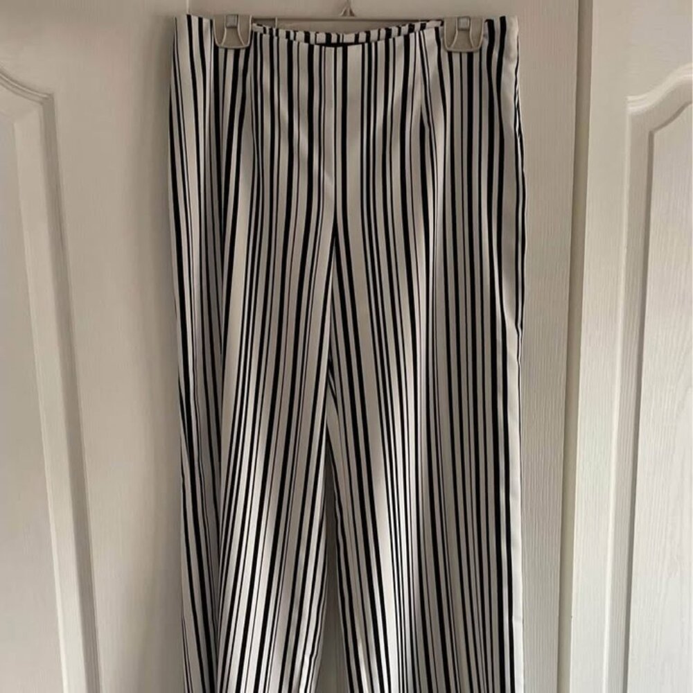 Up! Pants, Montreal Size 6 worn once Side zip, stripe Navy - looks black.